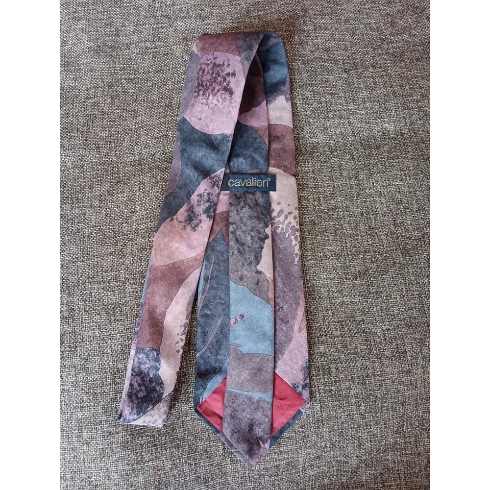 Tie 70s 80s 90s Y2K Mens Cavalieri Pink Blue 3.5 Wide 56 Long